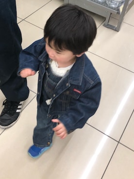 「デニムonデニム」｜「アイテム（オールインワン・サロペット）」を使った、pepe☻ryo❀sup♔twaさん（キッズ・100cm）の春コーディネート