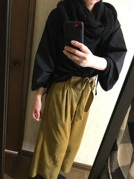 「マスタードイエロー」｜めぇめぇ羊さん（レディース・161cm）の冬コーディネート