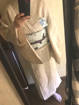 「きもの」｜「アイテム（浴衣）」を使った、めぇめぇ羊さん（レディース・161cm）の春コーディネート