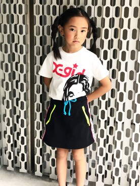 「X-girl（エックスガール）のアイテム」を使った、Hiroko Nishimuraさん（キッズ・110cm）の夏コーディネート