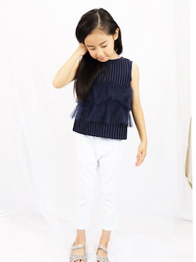 「plume blanche（プリュムブランシュ）のアイテム」を使った、Hiroko Nishimuraさん（キッズ・120cm）の夏コーディネート