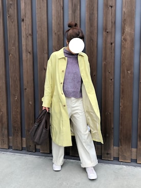 「ROPE' PICNIC（ロペピクニック）のアイテム（ステンカラーコート）」を使った、suさん（レディース・160cm）の春コーディネート