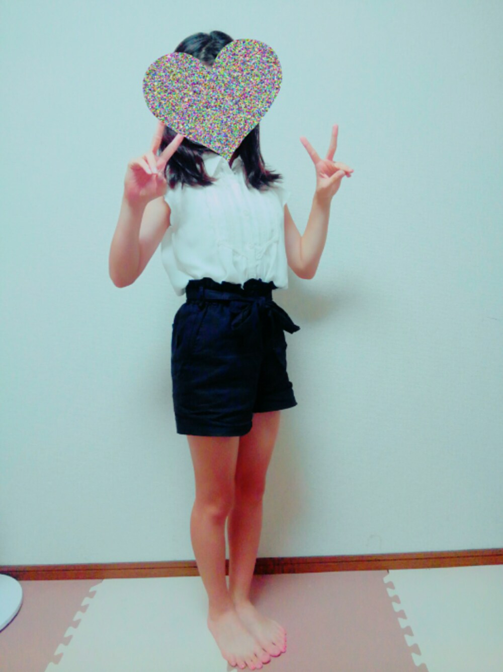 「ブラウス、repipi armario」｜「repipi armarioのアイテム（シャツ/ブラウス、ホワイト系）」を使った、🍎りんご🍎さん（キッズ・150cm）の夏コーディネートの1枚目の写真