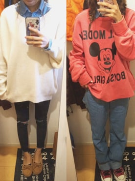 「アイテム（モカシン/デッキシューズ）」を使った、Yuuka Kuboさん（レディース・162cm）の冬コーディネート