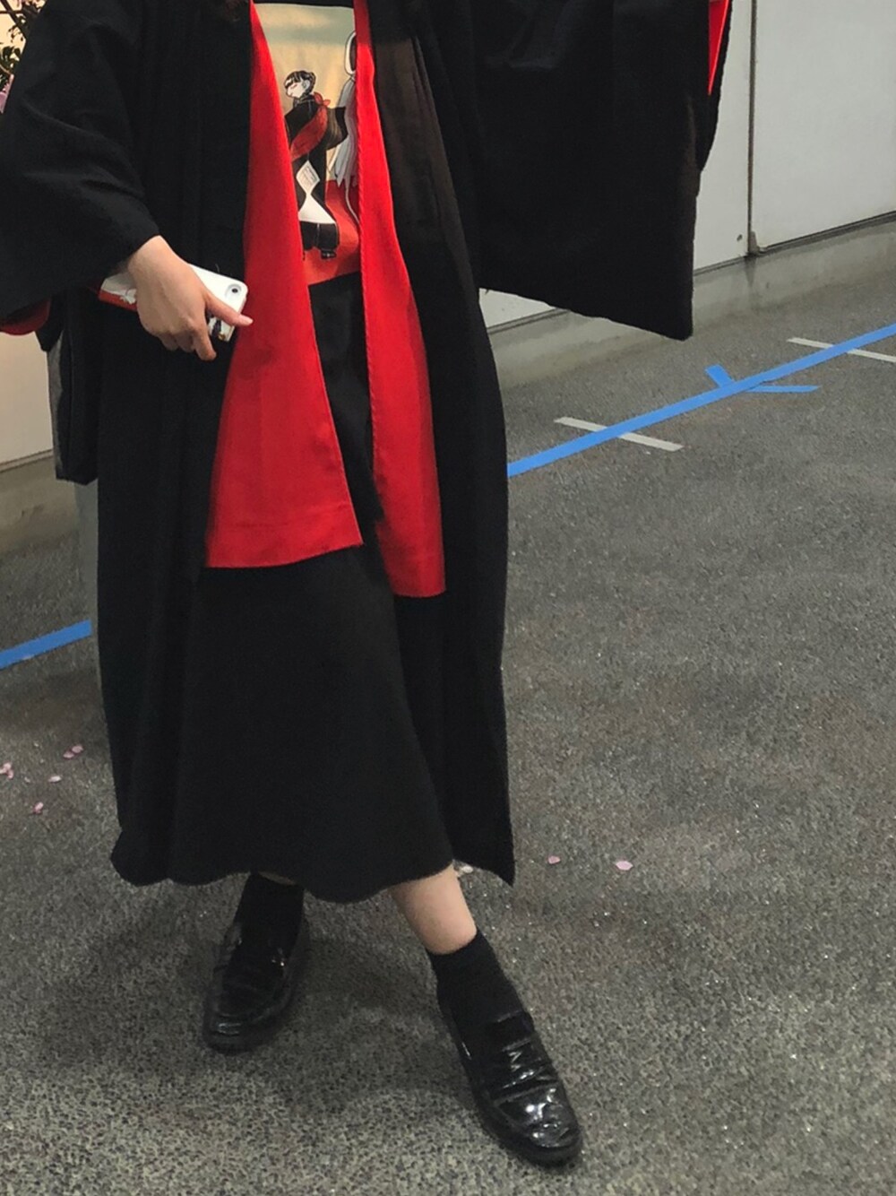 「休日スタイル、シンプルコーデ、モノトーンコーデ、メンズライク、和服、ストリート、黒コーデ、プチプラ、GU」｜「古着のアイテム（浴衣、ブラック系）」を使った、shiho19991210さん（レディース・151cm）の春コーディネートの1枚目の写真