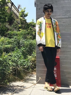 「WHITE（ホワイト）のアイテム」を使った、akiyoshiさん（メンズ・173cm）の春コーディネート