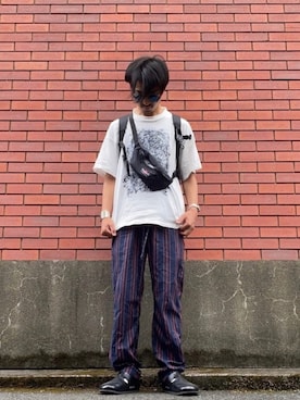 「パジャマ」｜「アイテム（スリッポン）」を使った、akiyoshiさん（メンズ・174cm）の夏コーディネート