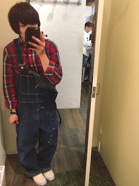 「ディッキーズ(Dickies)」｜「アイテム（サロペット/オーバーオール）」を使った、あきさん（メンズ・169cm）の春コーディネート