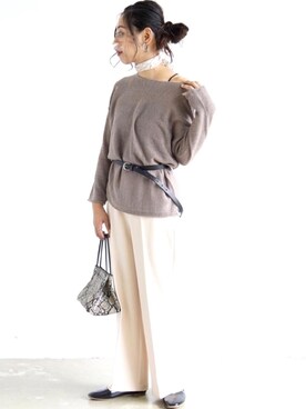 「Aunt Marie's（アントマリーズ）のAUNT MARIE'S Loose over knit（ニット/セーター）」を使った、ＹＫさん（レディース・160cm）の夏コーディネート
