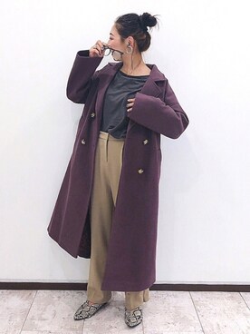 「Aunt Marie's（アントマリーズ）のWEARISTA YUKI × AUNT MARIE'S ミニ裏毛ボリュームスリーブTOPS（Tシャツ/カットソー）」を使った、ＹＫさん（レディース・160cm）の秋コーディネート