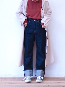 「アイテム（カバーオール、ホワイト系）」を使った、ＹＫさん（レディース・160cm）の秋コーディネート