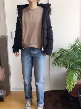 「レイヤードstyle」｜「アイテム（ダウンジャケット/コート）」を使った、amanekanさん（レディース・152cm）の冬コーディネート