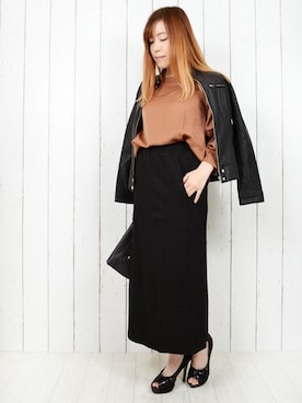 「outfit」｜「アイテム（ライダースジャケット）」を使った、STYLEBLOCKさん（レディース・153cm）の秋コーディネート