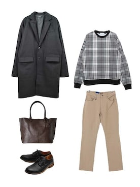 「STYLEBLOCK（スタイルブロック）のアイテム（チェスターコート）」を使った、STYLEBLOCKさん（メンズ・174cm）の冬コーディネート