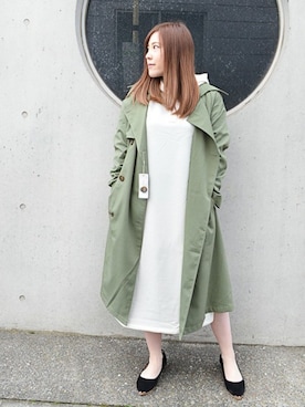 「アイテム（トレンチコート、グリーン系）」を使った、STYLEBLOCKさん（レディース・153cm）の冬コーディネート