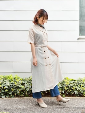 「シンプル」｜「アイテム（シャツワンピース）」を使った、STYLEBLOCKさん（レディース・164cm）の春コーディネート