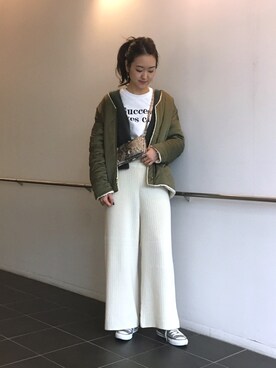「アンゴラ」｜「アイテム（その他アウター）」を使った、DouDou_serikaさん（レディース・167cm）の秋コーディネート