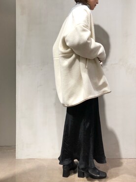 「ボア」｜「アイテム（ブーティ）」を使った、DouDou_serikaさん（レディース・167cm）の冬コーディネート
