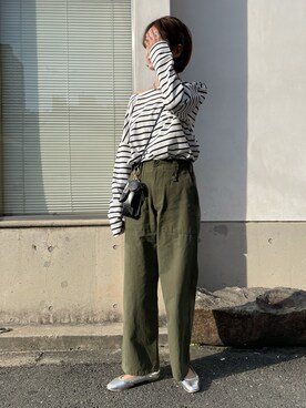 「カーキパンツ」｜DouDou_serikaさん（レディース・167cm・20代）の冬コーディネート