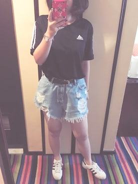 「アイテム（ジャージ）」を使った、SAYAYANさん（レディース・158cm・10代）の夏コーディネート