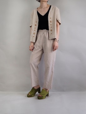 「アイテム（ノーカラージャケット、ホワイト系）」を使った、SZIMPATIKUS_stfさん（レディース・165cm）の夏コーディネート