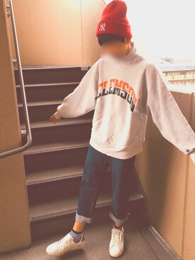 「Levi's（リーバイス）のアイテム（デニムパンツ、ブルー系）」を使った、こーんすたーち【まきしまむ】さん（メンズ）の冬コーディネート