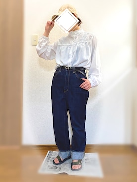 「ハイウエストストレートジーンズ」｜namさん（レディース・150cm）の春コーディネート