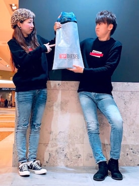 「DIESEL（ディーゼル）のアイテム（ブーツ）」を使った、KOICHIさん（メンズ・177cm）の冬コーディネート