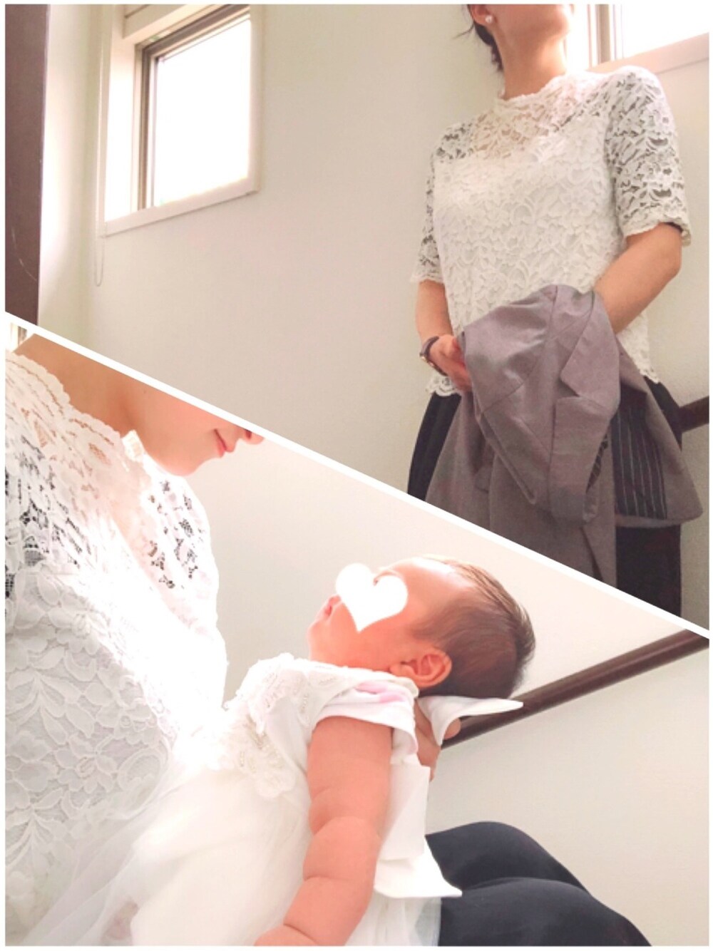 「お宮参り、レース、ガウチョパンツ」｜「GUの（GU）イージードレープガウチョパンツ（パンツ、ブラック系）」を使った、panda_co.さん（レディース・152cm）の春コーディネートの1枚目の写真