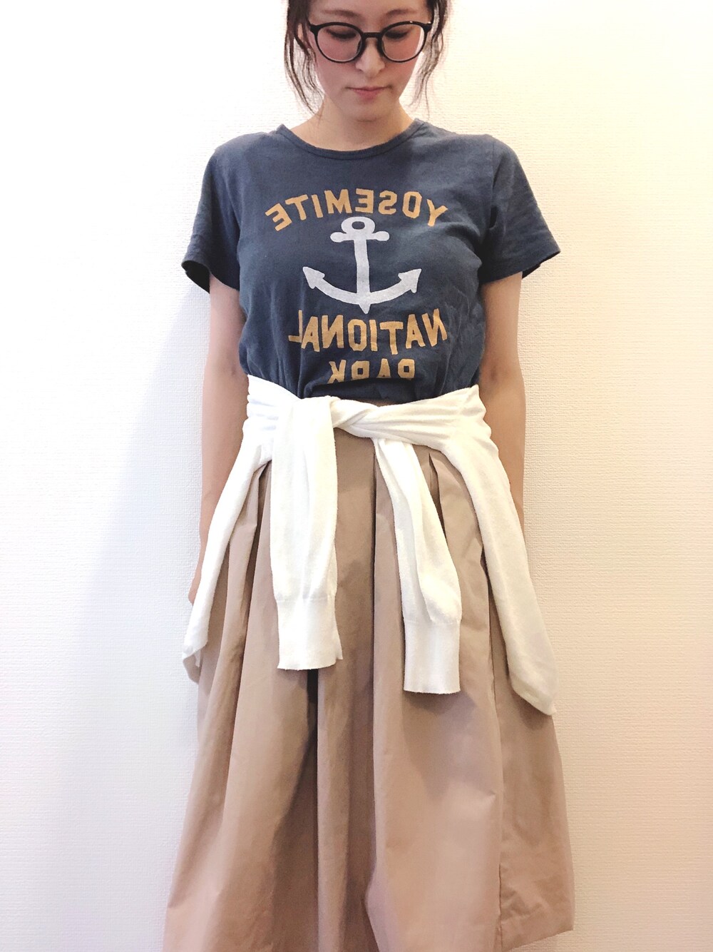 「白カーディガン、UNIQLO、GU、プチプラコーデ」｜「GUのアイテム（カーディガン/ボレロ、ホワイト系）」を使った、panda_co.さん（レディース・153cm）の夏コーディネートの1枚目の写真