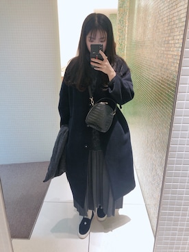 「PUAL CE CIN（ピュアルセシン）のアイテム（ステンカラーコート）」を使った、kahoさん（レディース・161cm）の冬コーディネート
