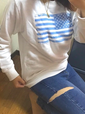「リメイクデニム」｜「アイテム（スウェット）」を使った、やんまっぴさん（レディース・156cm）の冬コーディネート