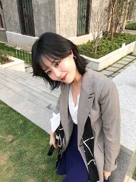 「通勤穿搭」｜「アイテム（フォーマルスーツ/小物）」を使った、三十三娘娘さん（レディース・165cm）の秋コーディネート