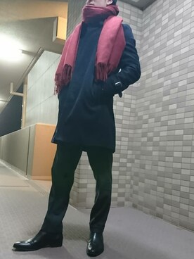「ONE DAY KMC （ワンデイケーエムシー）のアイテム（シューズ）」を使った、野﨑さん（メンズ・171cm）の冬コーディネート