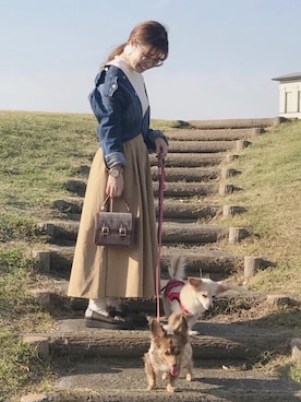 「抜き襟」｜「アイテム（ジャケット/アウター）」を使った、reina.さん（レディース・148cm）の秋コーディネート