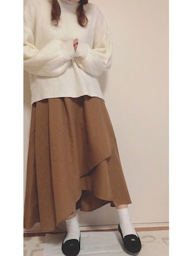 「ラップスカート」｜「アイテム（その他）」を使った、reina.さん（レディース・148cm）の冬コーディネート
