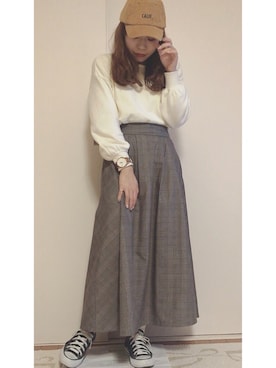 「グレンチェック」｜「アイテム（その他）」を使った、reina.さん（レディース・148cm）の冬コーディネート