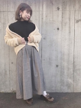 「グレンチェック」｜「アイテム（その他）」を使った、reina.さん（レディース・148cm）の冬コーディネート