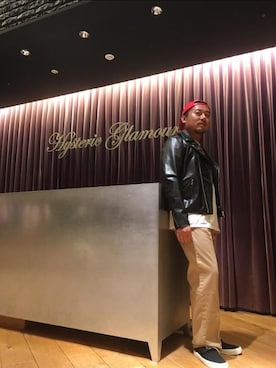 「HYSTERIC GLAMOUR（ヒステリックグラマー）のHYS WHISKY柄 刺繍キャップ（キャップ）」を使った、DAISUKEさん（メンズ・174cm）の夏コーディネート