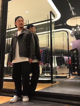 「HYSTERIC GLAMOUR（ヒステリックグラマー）のHYS WHISKY柄 刺繍キャップ（キャップ）」を使った、DAISUKEさん（メンズ・174cm）の冬コーディネート