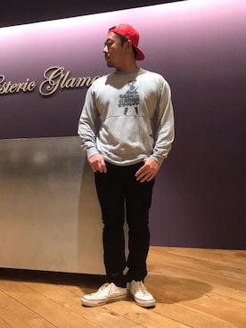 「HYSTERIC GLAMOUR（ヒステリックグラマー）のHYS WHISKY柄 刺繍キャップ（キャップ）」を使った、DAISUKEさん（メンズ・174cm）の秋コーディネート