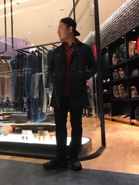 「スキニー」｜「アイテム（ピーコート）」を使った、DAISUKEさん（メンズ・174cm）の秋コーディネート
