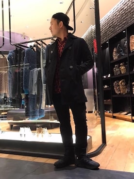 「アイテム（ピーコート）」を使った、DAISUKEさん（メンズ・174cm）の冬コーディネート