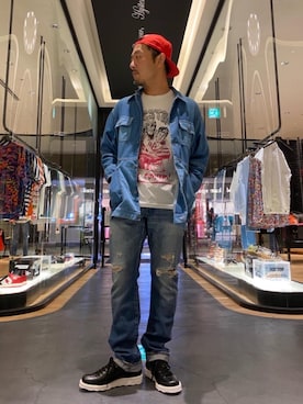 「ロックコーデ」｜「アイテム（デニムジャケット）」を使った、DAISUKEさん（メンズ・174cm）の夏コーディネート