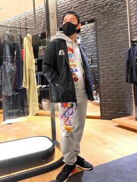 「HYSTERIC GLAMOUR（ヒステリックグラマー）のHYS WHISKY柄 刺繍キャップ（キャップ）」を使った、DAISUKEさん（メンズ・174cm）の秋コーディネート