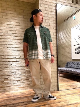 「HYSTERIC GLAMOUR（ヒステリックグラマー）のHYS WHISKY柄 刺繍キャップ（キャップ）」を使った、DAISUKEさん（メンズ・174cm）の夏コーディネート