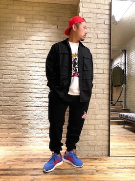 「ミリタリーコーデ」｜「アイテム（スウェットパンツ）」を使った、DAISUKEさん（メンズ・174cm）の夏コーディネート