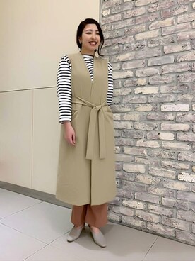 「ODETTE E ODILE（オデットエオディール）の【WEB限定】O 2トーンインソールミュール パンプス50●（パンプス、グレー系）」を使った、岩下　オデット エ オディール スタッフさん（レディース・158cm）の春コーディネート