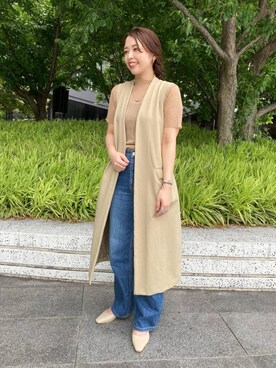 「ODETTE E ODILE（オデットエオディール）の【WEB限定】O バックシャーリング FLT15●↑（パンプス、ベージュ系）」を使った、岩下　オデット エ オディール スタッフさん（レディース・158cm）の春コーディネート