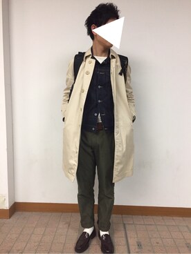 「ジージャン」｜「アイテム（トレンチコート）」を使った、じーつーさん（メンズ・176cm）の冬コーディネート